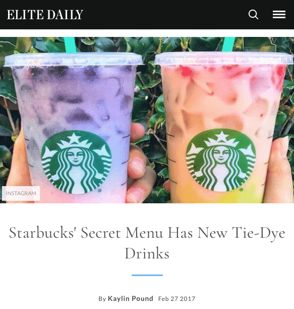 starbucks secret menu social media