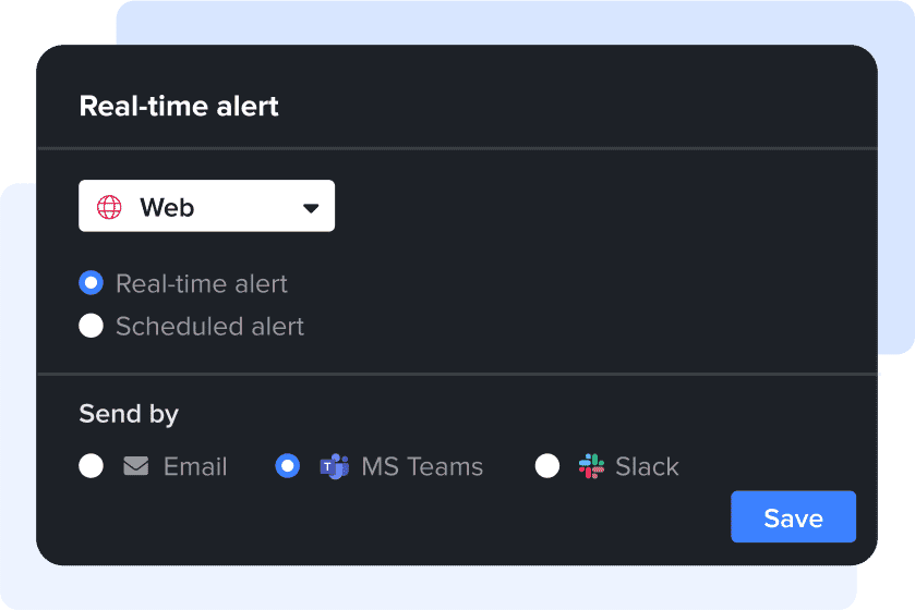 An example of a Microsoft Teams alert being set up
